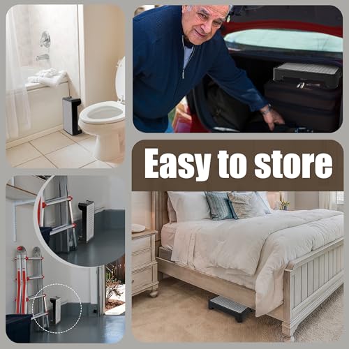 Image of CHIKILLA Adjustable Step Stool for High Beds Cars, 650lb Heavy Duty Bed Step for Elderly, Non-Slip Mobility Platform for Bathtub, Kitchen, SUV, 4 Height Levels 3.4-5.4 inch Portable Stair Assist, Black