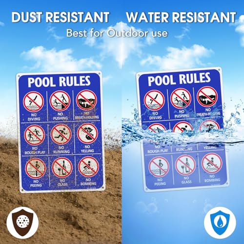 Cartel Reglas de Piscina T&R 14x10 Pulgadas Aluminio miniatura 4