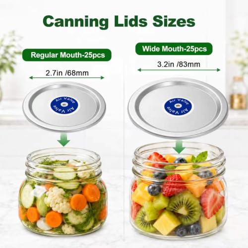 Image of 50Pcs Canning Lids, Mason Jar Lids Fit for Regular& Wide Mouth Jars