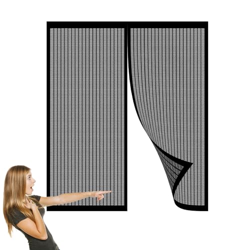 Zanzariera Porta Finestra 45 x 300 cm Porta Magnetica Facile da Installare Senza Fori Zanzariere Magnetiche per Porte Finestre per Porte Finestre Scorrevole, Nero