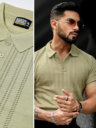 Image of Maniac || Mens || Solid Textured || Polo Neck || Half Sleeve || Cotton || Polo T-Shirt