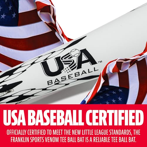 Image of Franklin Sports Venom Aluminum Official Youth Tee Ball Bat - Perfect for Soft Core Tee Balls (-10 and -11 Drop Weight)