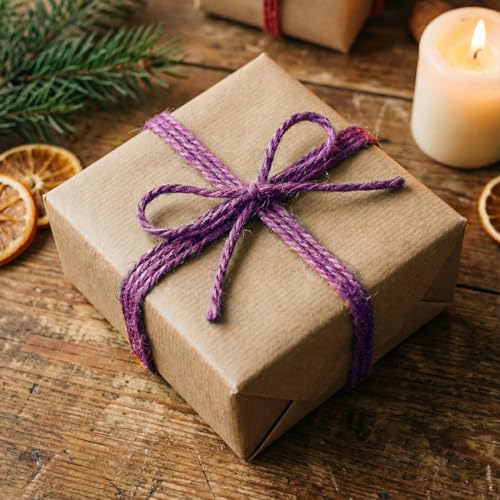 Image of SMART&CASUAL 2mm Natural Jute Twine String Thin for Craft Plant Garden Gift Wrapping Christmas Handmade Art Decoration Packing String Home Art Decoration (Purple) (328 Ft (100M))