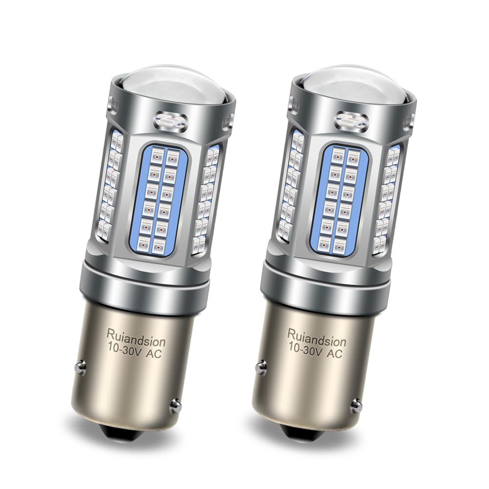 Ruiandsion BAW15S Ampoule LED Super Lumineuse 2016 69 Chipsets à DEL AC 10-30V Sans Polarité 1200LM Rouge Remplacement pour le feu de recul, le feu de signalisation et le feu de queue Paquet de 2