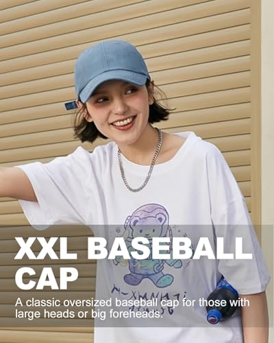 Image of Zylioo XL XXL Oversize Baseball Cap, 100% Cotton Adjustable Dad Hat for Big Heads 23.5 inch-25.5 inch, Soft Crown Large Size Cap