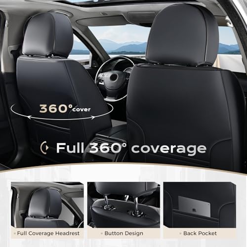Image of Coverado Car Seat Covers, Car Seat Covers Front Seats, 2-Pack Front Seat Cover, Nappa Leather Waterproof Seat Covers, Car Seat Protectors, Automotive Seat Covers Universal Fit for Most Vehicles