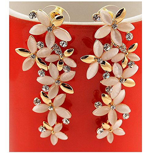 Opal Folklore Gemstone Floral Dangle Earrings Set