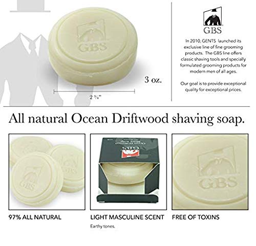 Miniatura 2 de G.B.S Taza de afeitar de cerámica para hombre con mango de perilla y paquete de 3 jabones naturales