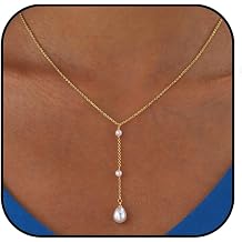 Gold Drop Pearl Necklaces for Women,Dainty Pearl Choker Necklace 14k Gold Plated Charm Prom Pearl Necklaces Jewelry Gifts for Women