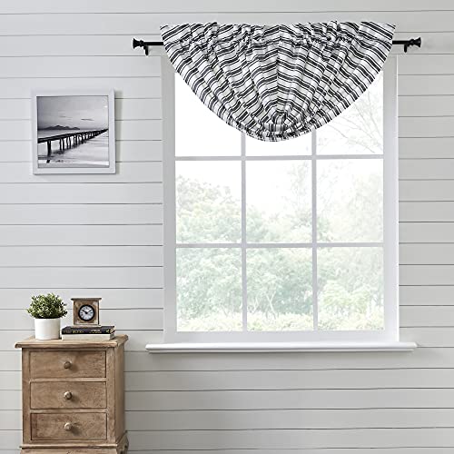 VHC-Brands-Sawyer-Mill-Ticking-Stripe-Balloon-Valance-Black-15x61 VHC Brands Sawyer Mill Ticking Stripe Balloon Valance Black 15×61
