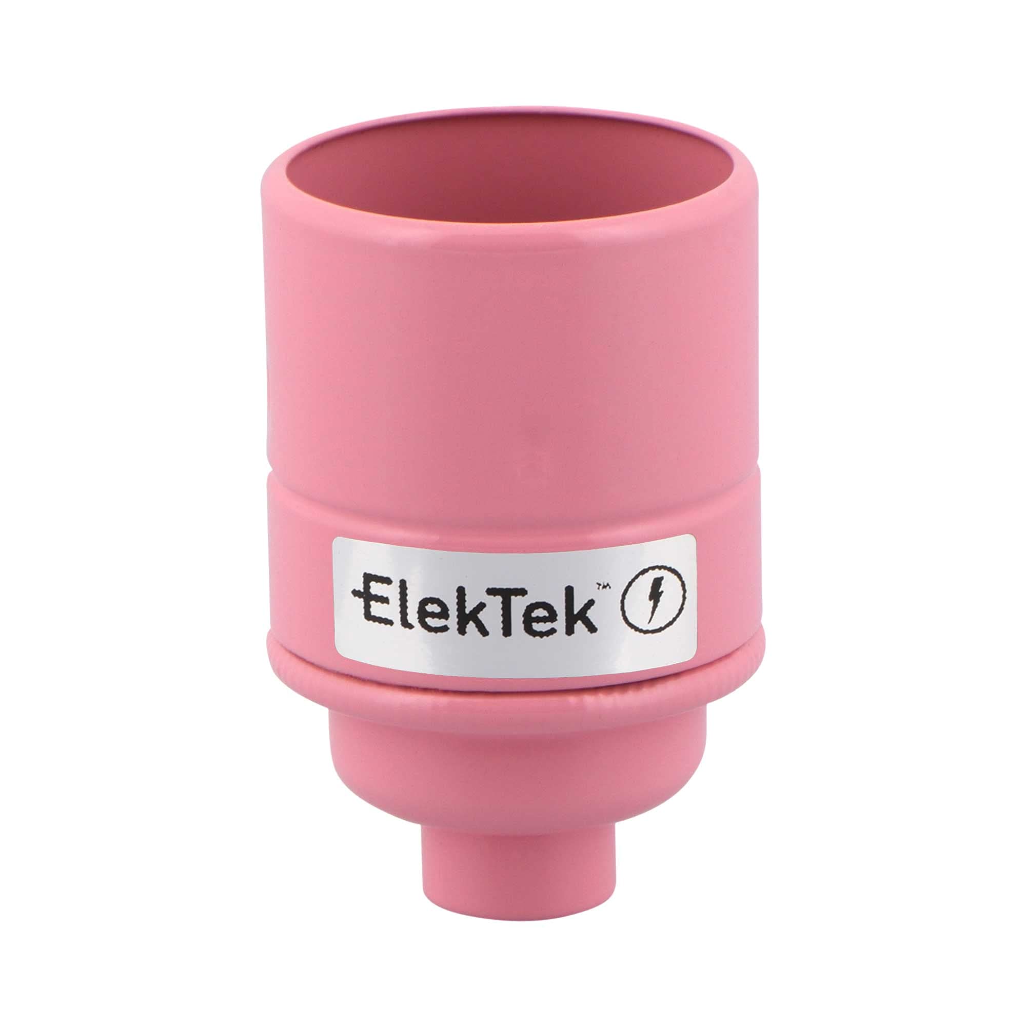 ElekTek ES E27 Lamp Bulb Holder Plain Skirt 10mm Entry Pink Ideal for Vintage Filament Bulbs