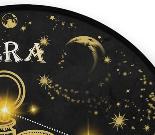 Miniatura 5 de Constellation Géminis - Alfombra redonda o para dormitorio, sala de estar, estudio de juego, tarjeta de tarot del zodiaco negro y dorado,