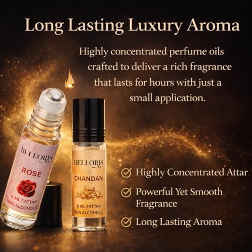 Image of Rose ,Chandan, Jasmine & Chandan Kesar, 4 x 6ml, Attar Gift Set for Men & Women, Non Alcoholi Perfume Oil | Premium Roll On Ittar Fragrance Gift Box Special Occasions Eid, Ramadan, and Umrah Gifts