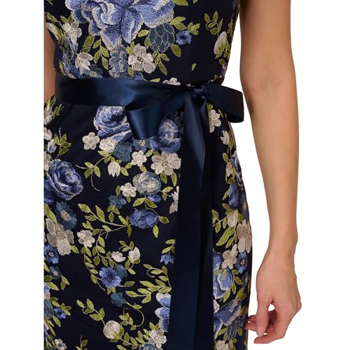 Image of Adrianna Papell Cascading Floral Embroidered Long Column Gown