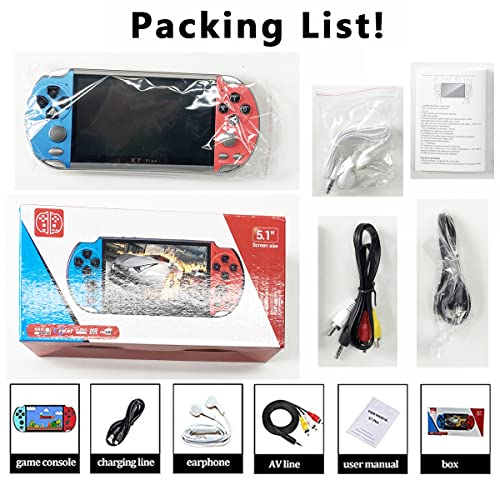 songlan-X7Plus 5.1 inch Built-in 10500+ Free Games GBC/GBA/FC/MD/Arcade, Dual Joystick Portable Handheld Game Console, 8GB RAM, MP3, MP4, MP5, Movie/Video/Music/Gamer Birthday Gift(Red&Blue) - Image 8