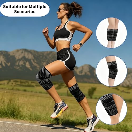 Generisch 2er 200CM Oberschenkel Bandage, Klettband Hohe Elastizität Kompressionsbandage Kraftsport Kniebandage Beine Befestigungsband für Arm, Ellbogen, Wade, Hand, Knöchel, Handgelenk, Knie