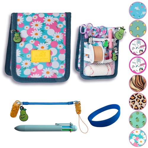 La Repera de Enfermera® Salvabolsillos Enfermeria + Porta Tijeras Enfermeria + Boligrafo 6 Colores + Pulsera | Organizador de bolsos | Accesorios Enfermera TCAE Veterinaria (BUBBLES & DAISIES)