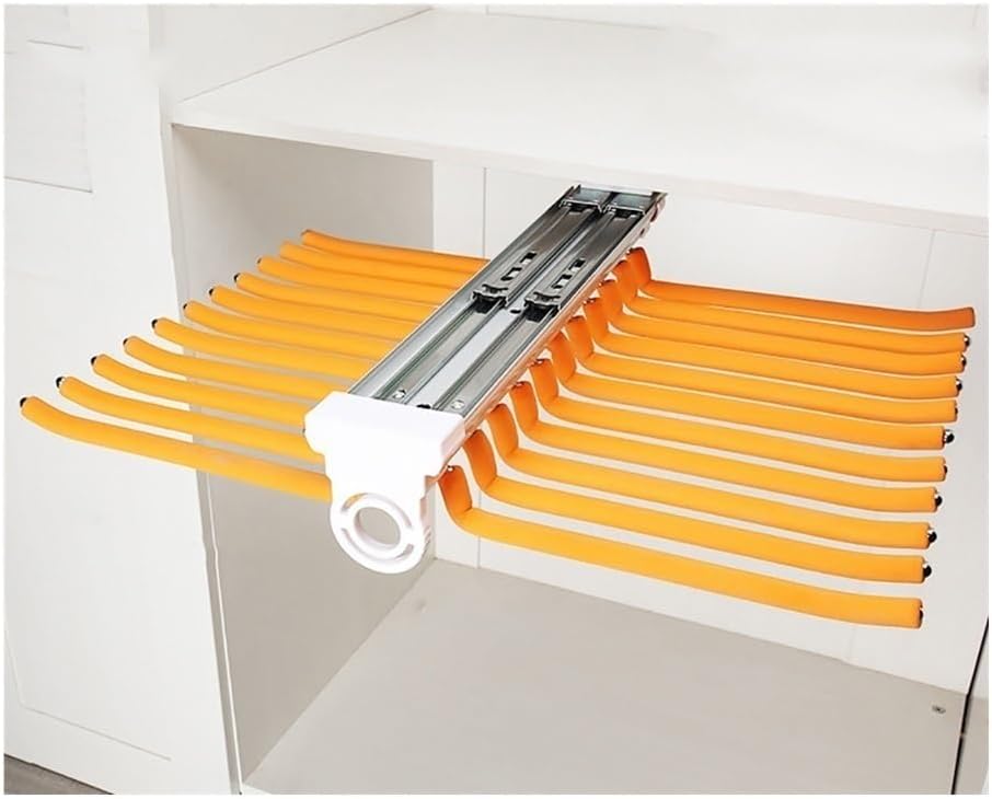 Pull Out Trousers Rack, Multifunctional Pants Rack Hanger for Closet Storage Space Saving Pants Rack Pants Hanger Bar Clothes Organizers(Beige)