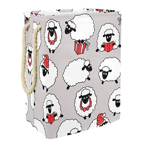 Panier à linge imperméable mouton avec poignées en tissu