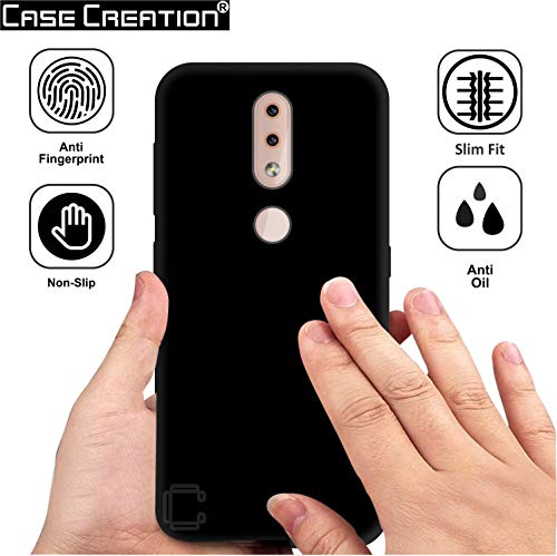 Image of Case Creation Compatible with Nokia 4.2 2019 Back case, Nokia 4.2 Slim Flexible Smart Look case with 360 Camera All Angle Protection (Pure Black)