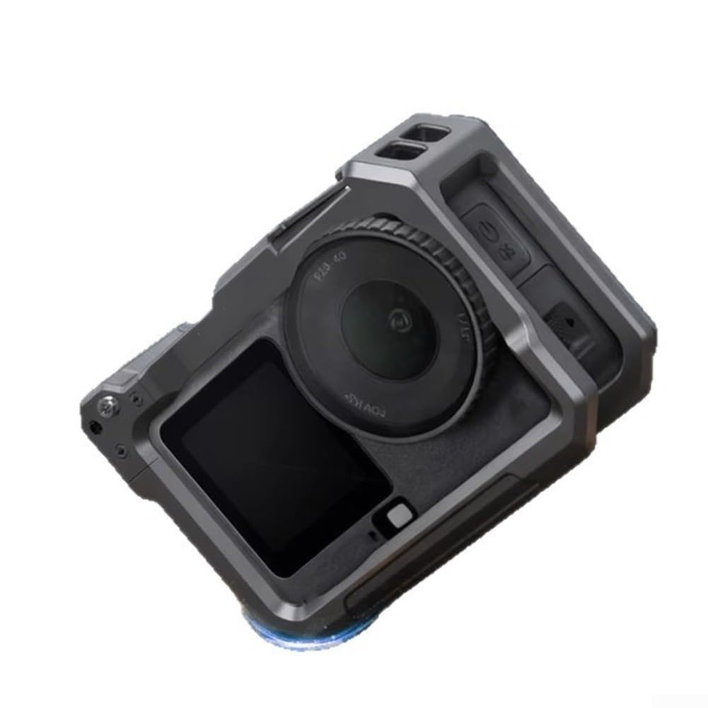 Kit de agarre de mango para DJI para cámara Osmo Action 6 - Marco protector de metal con zapata fría y diseño ergonómico (gris)