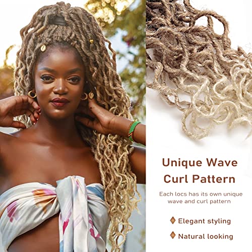 6 Packs Goddess Faux Locs Crochet Hair 18Inch Beach Locs Crochet Braids Afro Dreadlocks Ombre Synthetic Braids New Hairstyle (4/27/613, 18") #TOP4