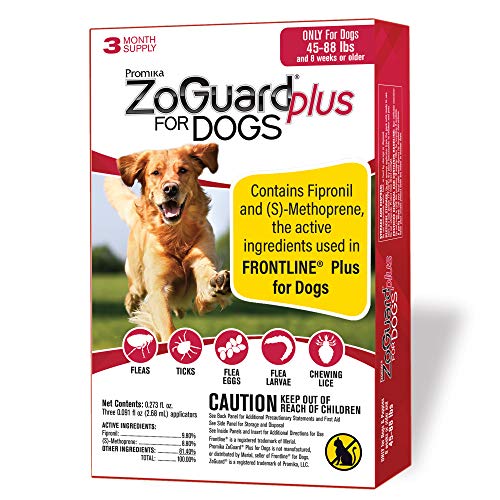 ZoGuard Plus Flea and Tick Prevention for Dogs, Large, 45-88 lbs (3 Dose)
