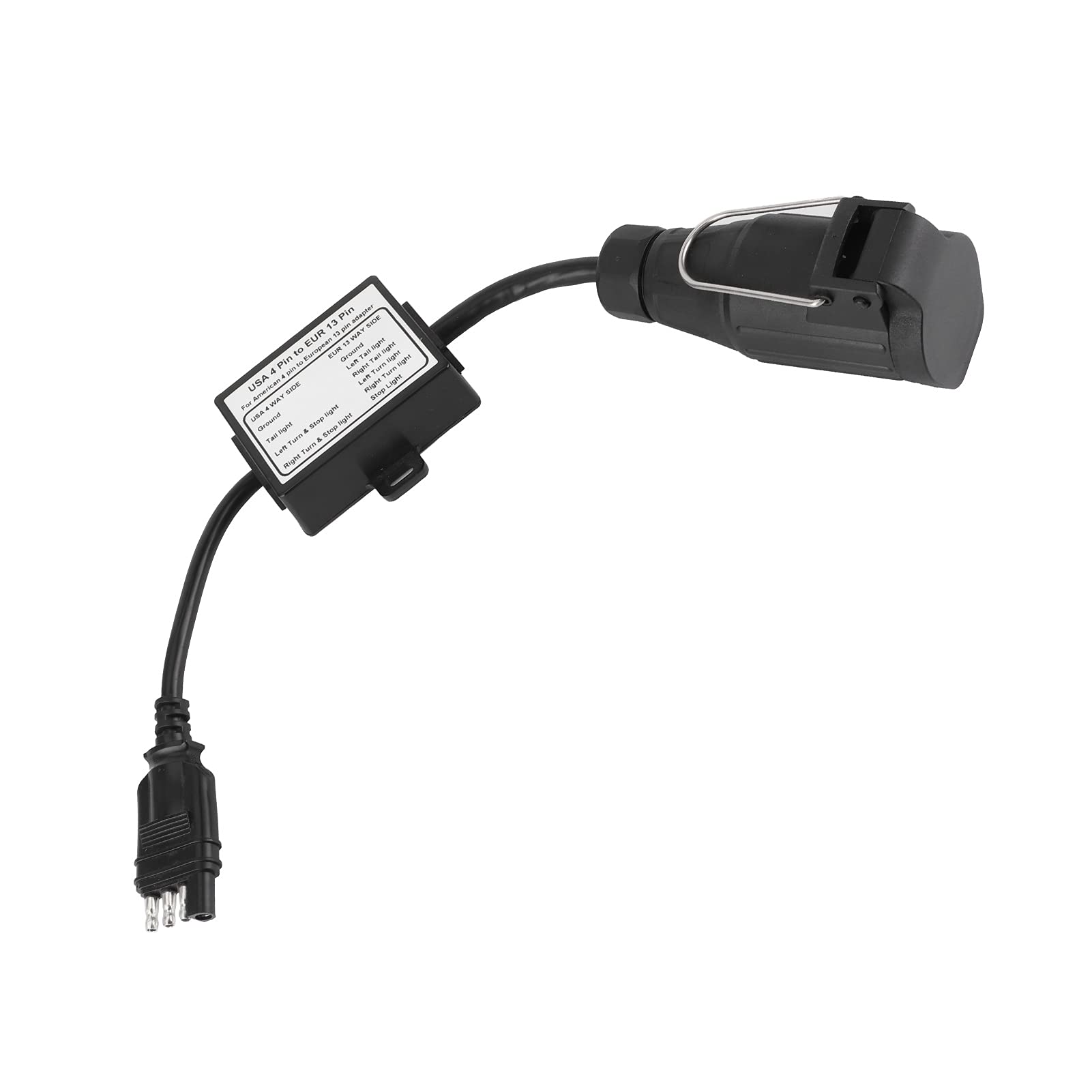 Alomejor Connecteur de Remorque US PLIG Flat 4 Broches Convertisseur de Câblage à 13 Broches pour Les Remorques Européennes Matériaux Plastiques Portables Légers