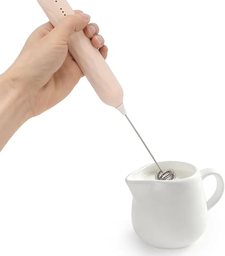 CHICIRIS Espumador de leche eléctrico, 3 velocidades ajustables, mini espumador de leche eléctrico de mano viene con 2 cabezales de mezcla,