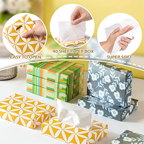 Image of Yinder 24 Packs 960 Sheets Tissue Cube Car Facial Boxes Disposable Facial Travel Tissues Holder Soft Watercolor Boxes 2 Ply 40 Sheets for Wedding Household Car Kitchen Bathroom(Simple)