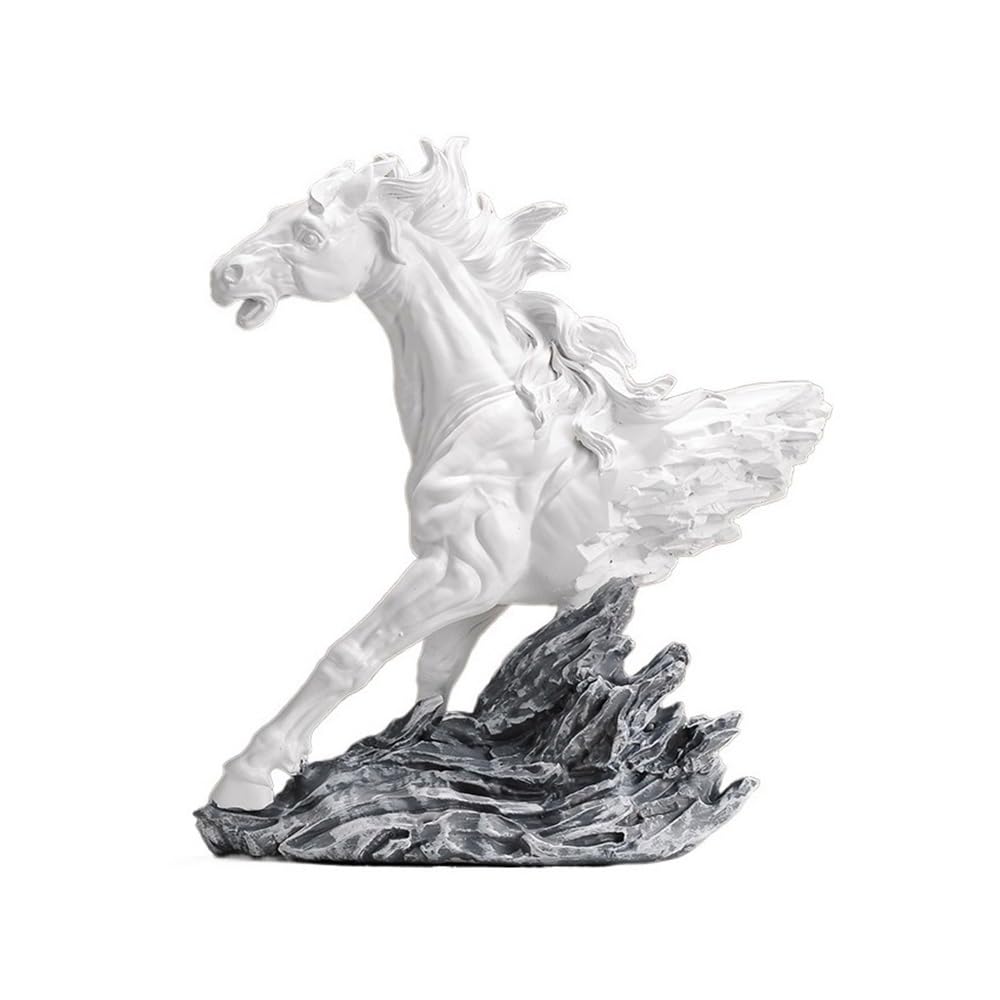 WQQYU6HKF Table Decorations Horse Ornaments Office Chinese Style Living Room TV Cabinet Wine Decorations Art Statue(White)