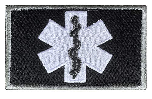 Antrix 2 Pack Tactical Black Us Flag/Emt Ems Star Of Life Paramedic Medic Aid Cross Applique Fastener Hook And Loop Military Badge Emblem Patch For Backpacks Caps Hats Bags Medical Use #TOP1