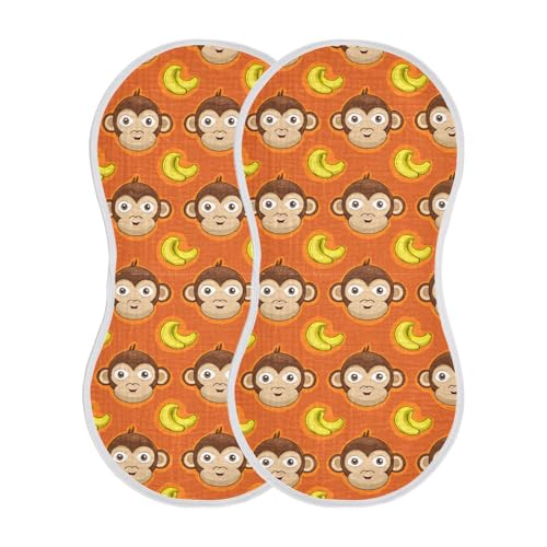Cartoon Monkey Bananas Orange Baby Burp Cloths Cotton Washcloths Absorbent Soft Burping Rags for Baby Girl Boy Muslin Burp Cloths 1 Pack2