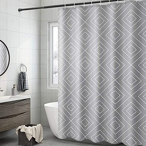 Rideau de bain anti-moisissure en polyester imperméable rideau de douche gris lavable et robuste