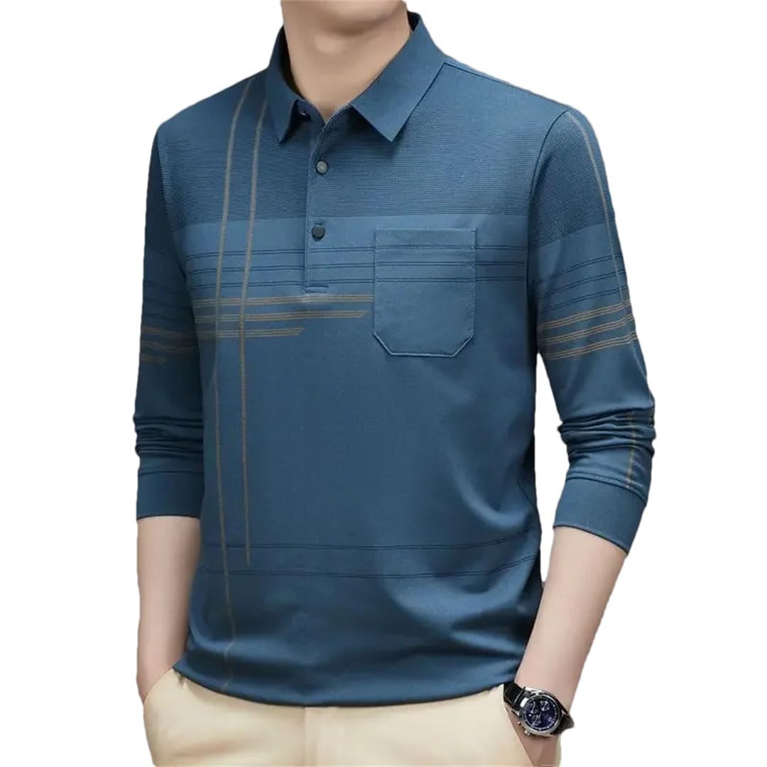 Sudadera tipo polo de manga larga para hombre, 100% algodón