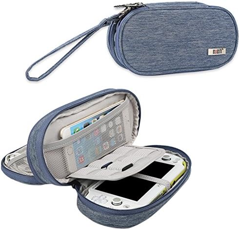 BUBM Double Compartment Storage Case Compatible with PS Vita and PSP, Protective Carrying Bag, Portable Travel Organizer Case Compatible with PSV and Other Accessories, Blue