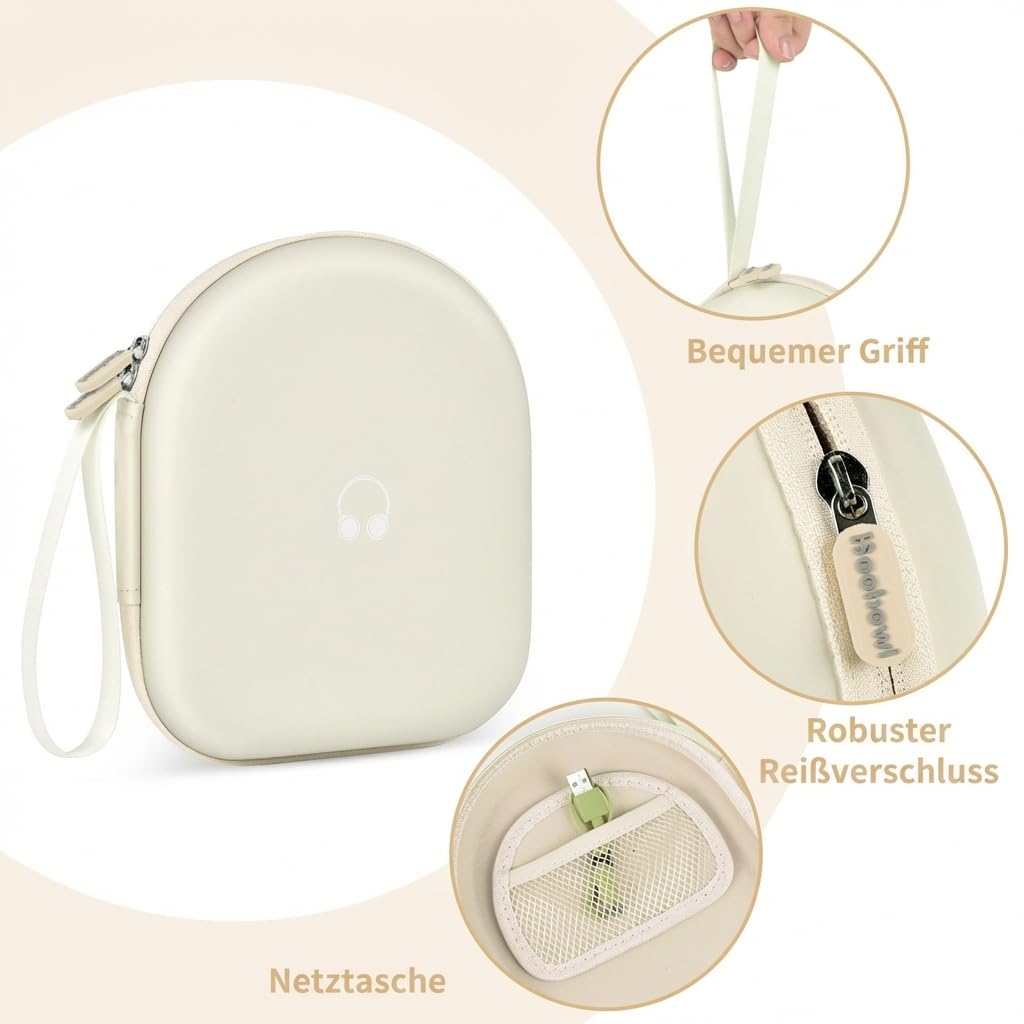 Etui na słuchawki kompatybilne z JBL Tune 510BT/ do Sony WH-CH520/ 520BT/ T570BT/BK bezprzewodowe słuchawki nauszne, etui ochronne Bluetooth, kabel (tylko pudełko) (beżowe)