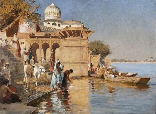 Toile Le long des Ghats Mathura Edwin Lord Weeks tableau salon 60x90cm