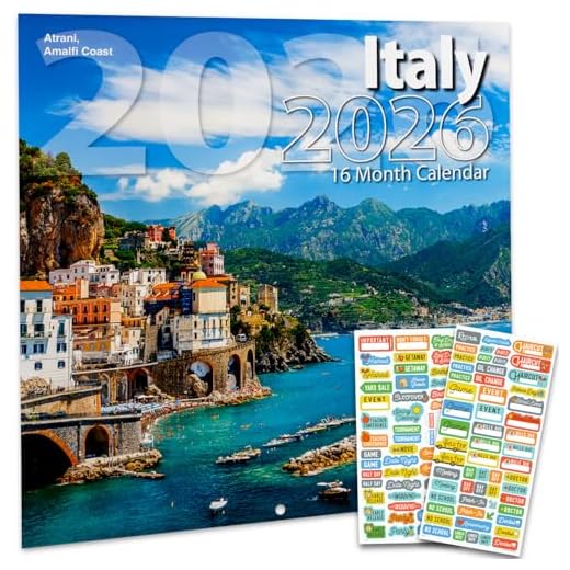 Italy Calendar 2025 - Deluxe 2025 Italian Wall Calendar Bundle with Over 100 Calendar Reminder Stickers (Italy Themed Gifts, Office Supplies)