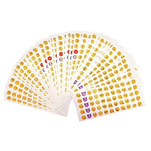 JZK Autocollants émoticône sourire jaunes – 36 feuilles pour mur, ordinateur portable, décoration de fête et récompenses pour enfants