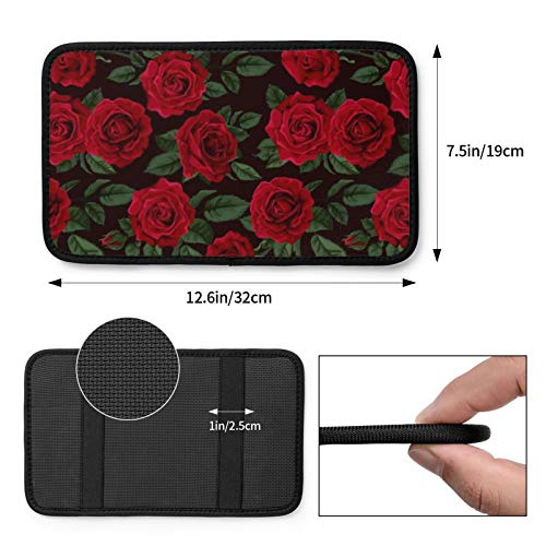 Msguide Red Rose Auto Center Console Pad Car Armrest Seat Box Cover Protector Soft Waterproof Universal Fit For Car Seat Handrail Box #TOP2