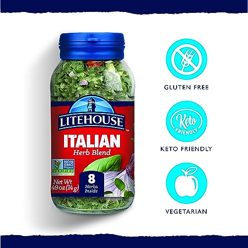 Litehouse Freeze Dried Italian Herb Blend – Italian Spices, Italian Seasoning Herbs, Gluten Free, Vegetarian, Keto, Non-GMO, No Refrigeration Required, Seasonings for Cooking – 0.49 Ounce, 2-Pack