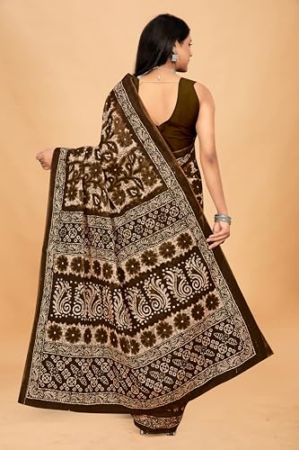 Image of TAMAIRA FASHION Mulmul Pure Cotton Saree For Woman Floral Batik Printed |Office Wear Daily Wear Sarees For Women Without Blouse Piece (Available in 16 Colours)