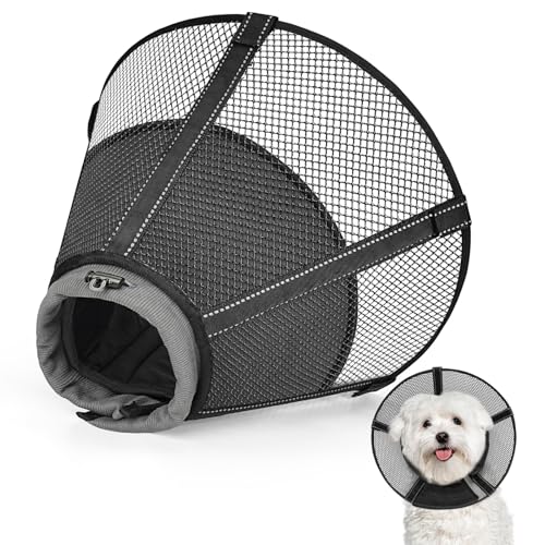 Image of Dog Cone Collar After Surgery to Stop Licking: Soft Grid Recovery Collar with Detachable Pad, Elizabeth Cone Alternative for Large Medium, Small Dogs, Normal Eating and Drinking,XS