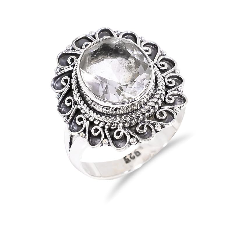 Bague de fiançailles quartz transparent et argent 925, le symbole de votre amour