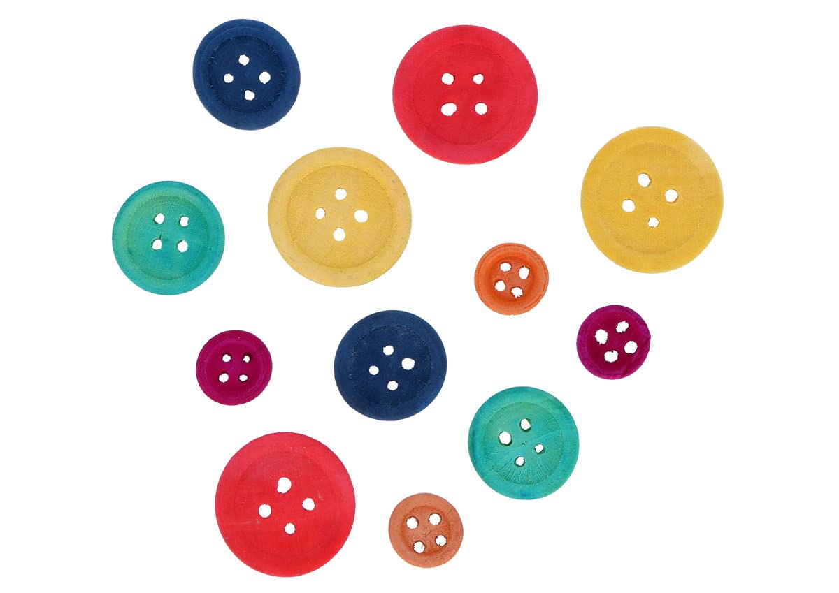 Lot De 50 Boutons Ronds En Bois De 30 Mm, Mélangés Au Hasard, 2 Trous