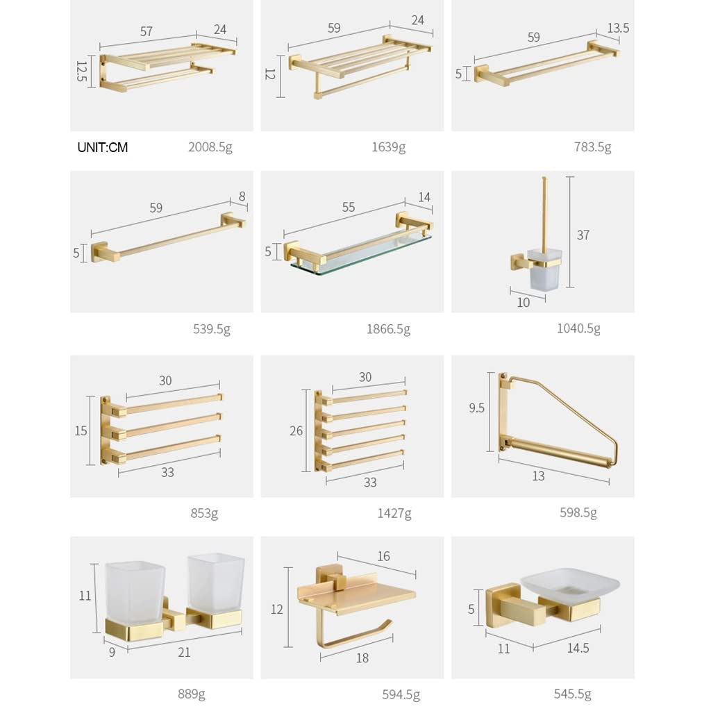 Este toallero y rieles de latón, un Elegante Conjunto de Almacenamiento para baño con Barra para Toallas, Soporte para escobilla de Inodoro y Papel higiénico, es Ideal para baños Modernos y