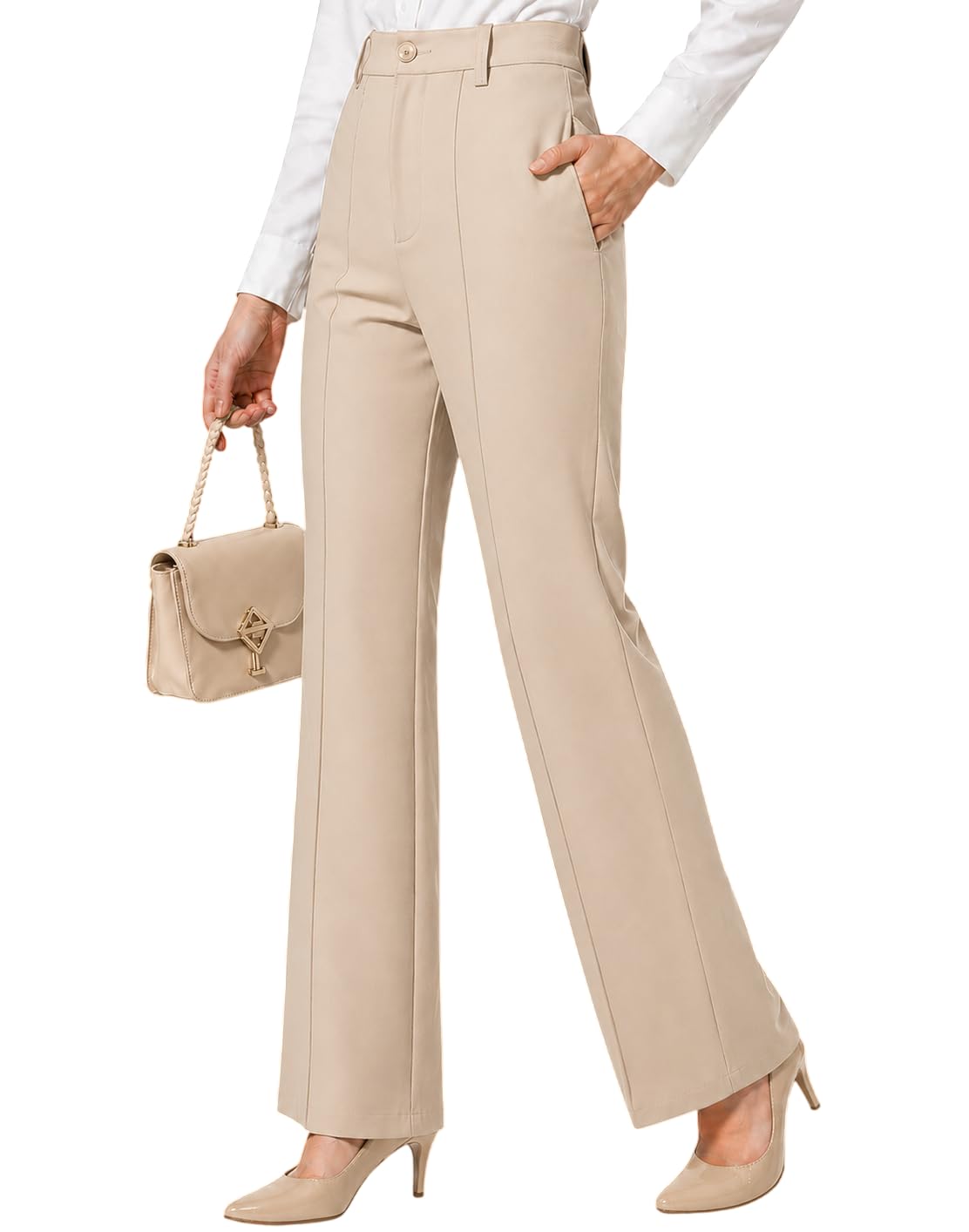 Premium Women’s High Waist Wide Leg Formal Trousers | Straight Fit | Viscose Rayon | Side Pockets | Full Length 38–40” | Comfortable Office Wear Pants for Women-image-13