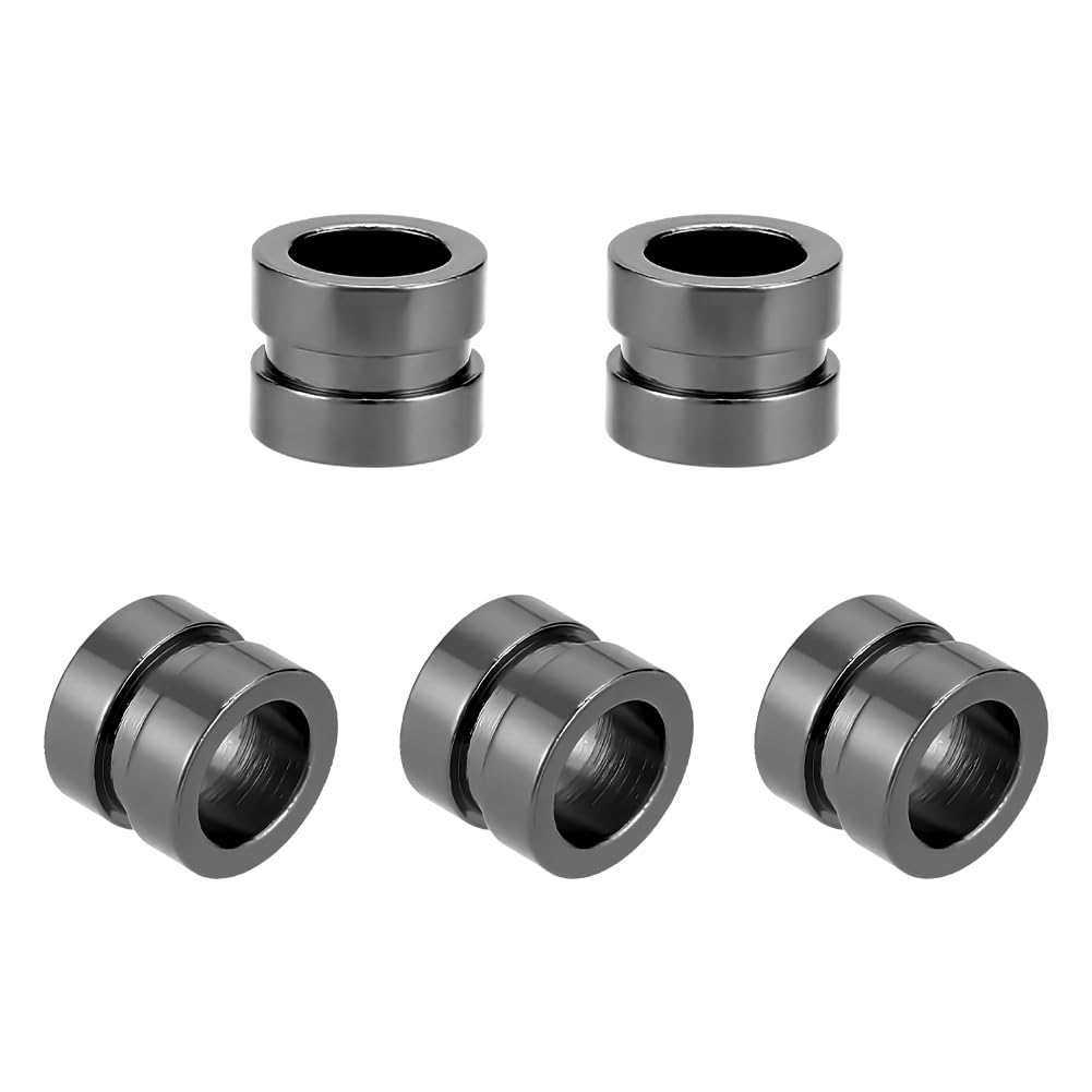 UNICRAFTALE 5pcs 6.5mm Parachute Cord Bead Stainless Steel Column Beads Grooved Spacer Large Hole Beads Gunmetal Loose Charms Lanyard Beads for Knives Pendant