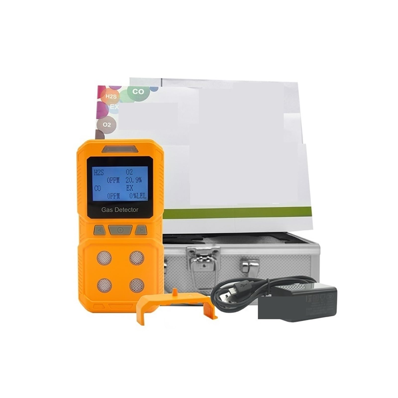 Detector de Gases, Detector de Gas difusión portátil Cuatro en uno, a Prueba explosiones, alarmas detección Gases combustibles tóxicos y peligrosos AGG24A(Diffused NO2)